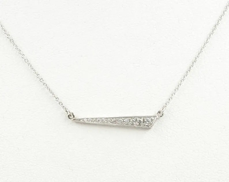 14K 0.12CT DIAMOND BAR NECKLACE