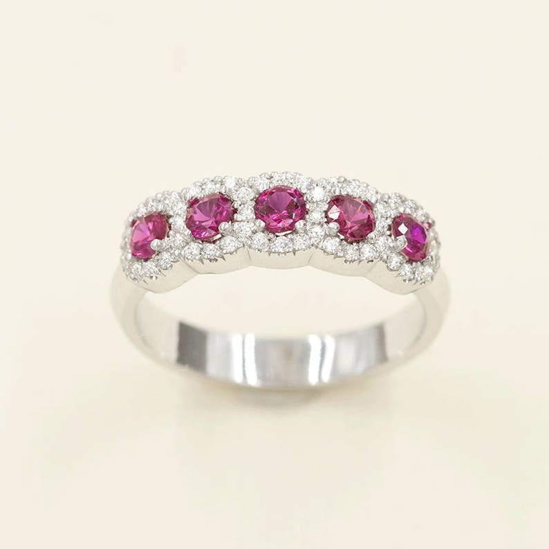 14K RUBY 0.22CT DIAMOND HALO BAND