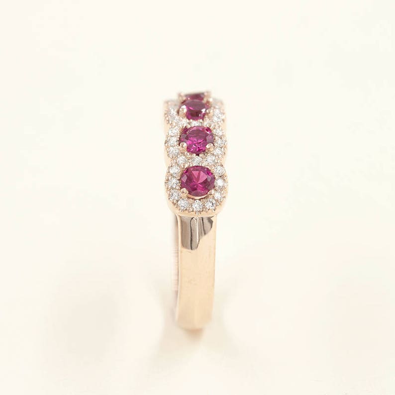14K RUBY 0.22CT DIAMOND HALO BAND