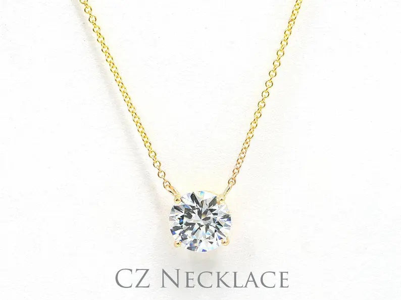 14K 2CT SWAROVSKI CZ SOLITAIRE NECKLACE