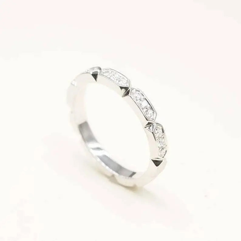 14K 0.24CT DIAMOND EDGE PATTERN ART DECO BAND