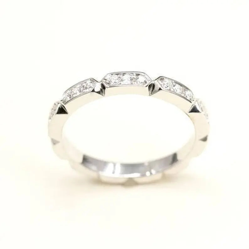 14K 0.24CT DIAMOND EDGE PATTERN ART DECO BAND
