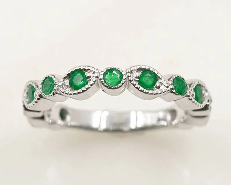 14K EMERALD ART DECO BAND