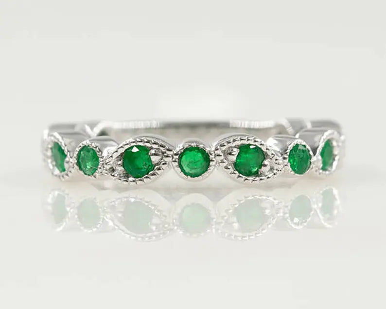 14K EMERALD ART DECO BAND