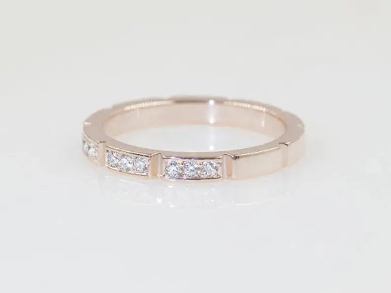 14K DIAMOND MINI BAR ART DECO BAND