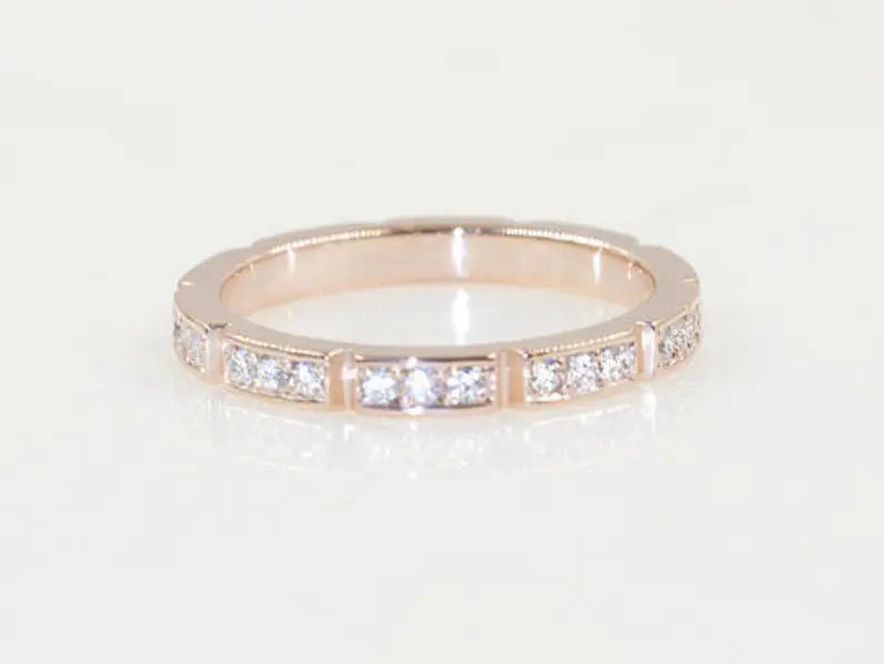 14K DIAMOND MINI BAR ART DECO BAND