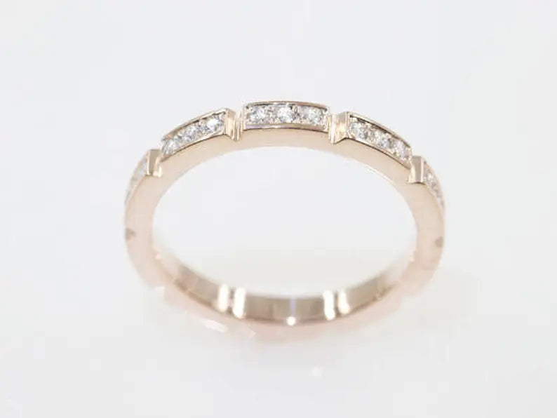 14K DIAMOND MINI BAR ART DECO BAND