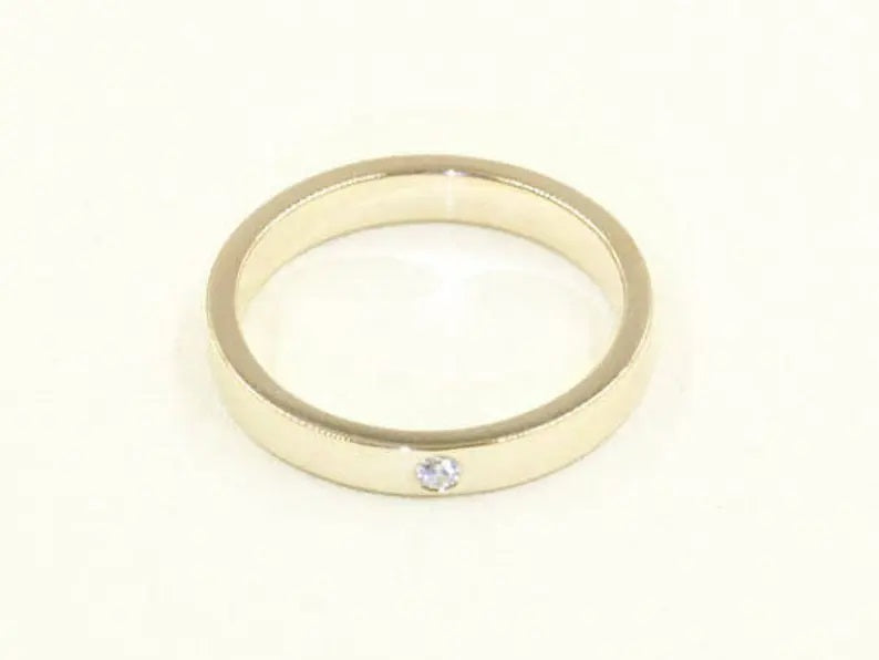 14K 1 DIAMOND SQUARED EDGE 3MM BAND
