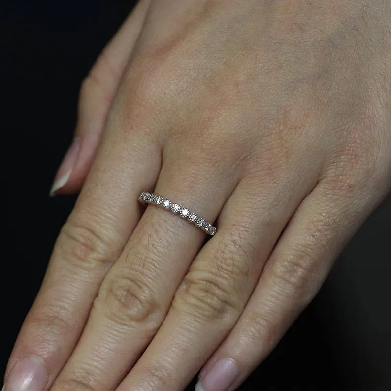14K 0.25CT DIAMOND BEZEL MILGRAIN HALF ETERNITY BAND