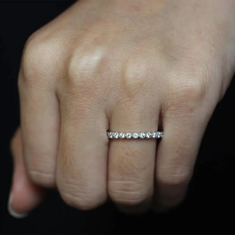 14K 0.25CT DIAMOND BEZEL MILGRAIN HALF ETERNITY BAND