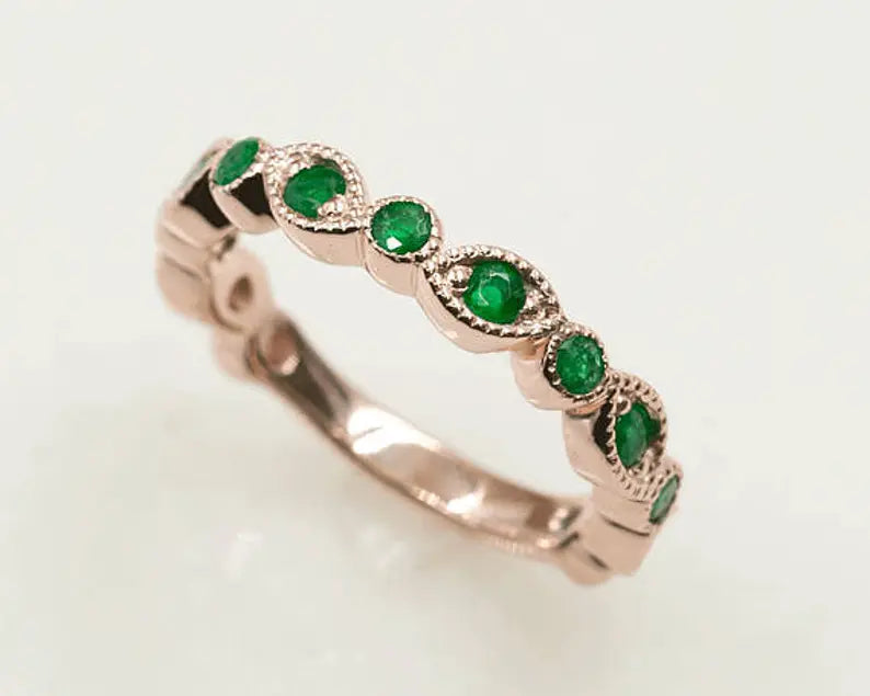 14K EMERALD ART DECO BAND