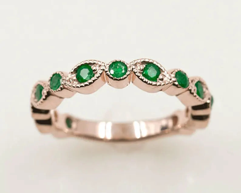 14K EMERALD ART DECO BAND