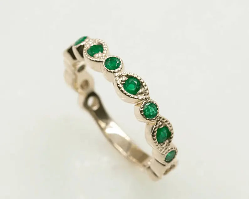 14K EMERALD ART DECO BAND