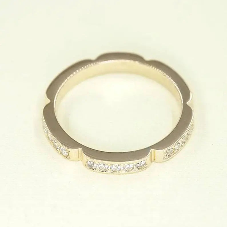 14K 0.26CT DIAMOND MINI BAR ART DECO BAND