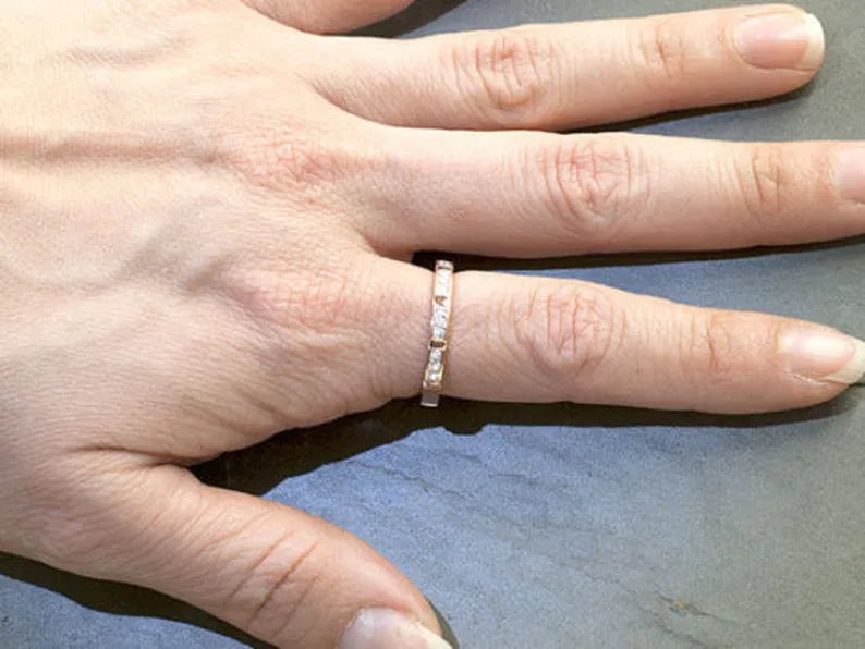 14K DIAMOND MINI BAR ART DECO BAND