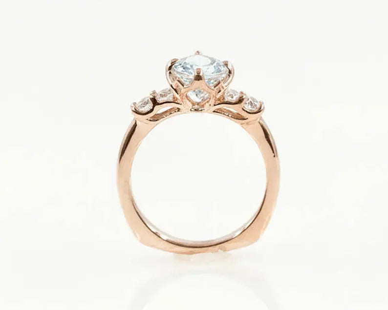 14K AQUAMARINE DIAMOND RING
