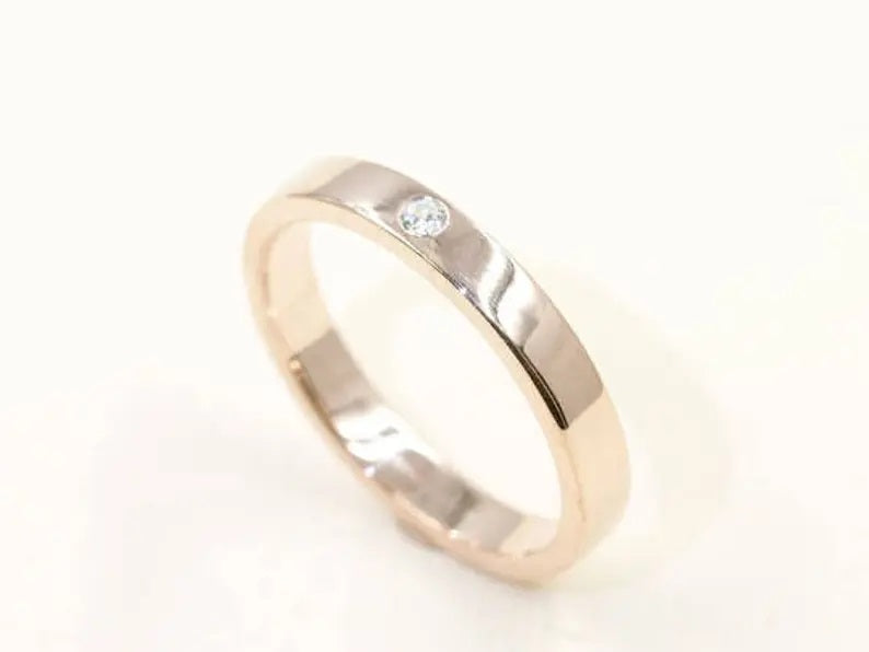14K 1 DIAMOND SQUARED EDGE 3MM BAND