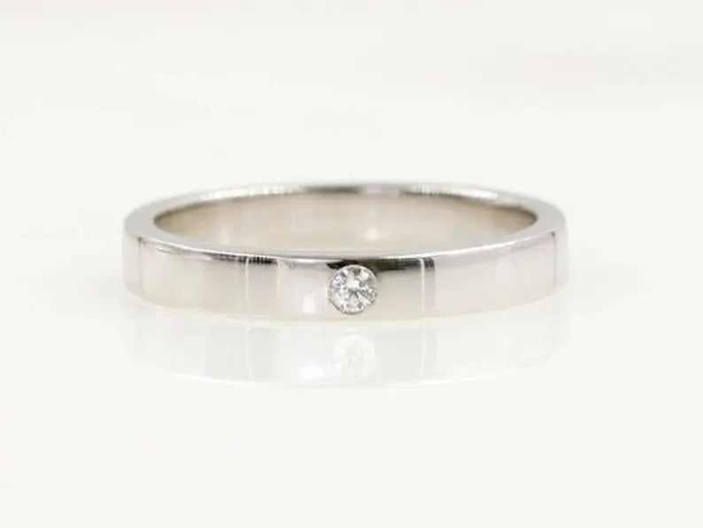 14K 1 DIAMOND SQUARED EDGE 3MM BAND