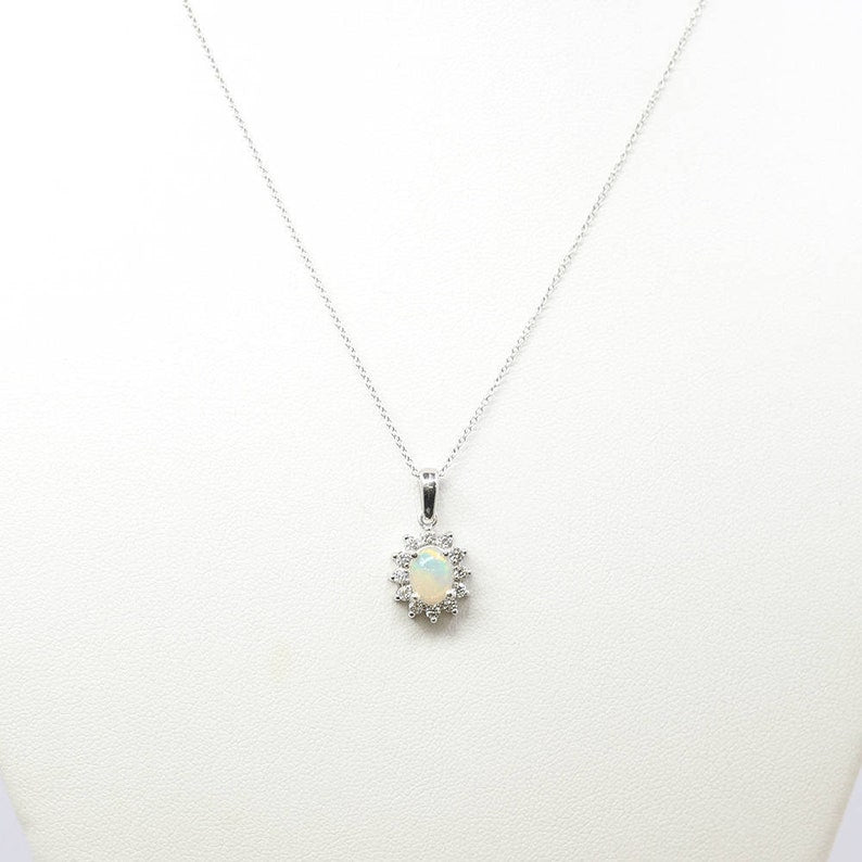 14K OPAL DIAMOND SUNFLOWER NECKLACE