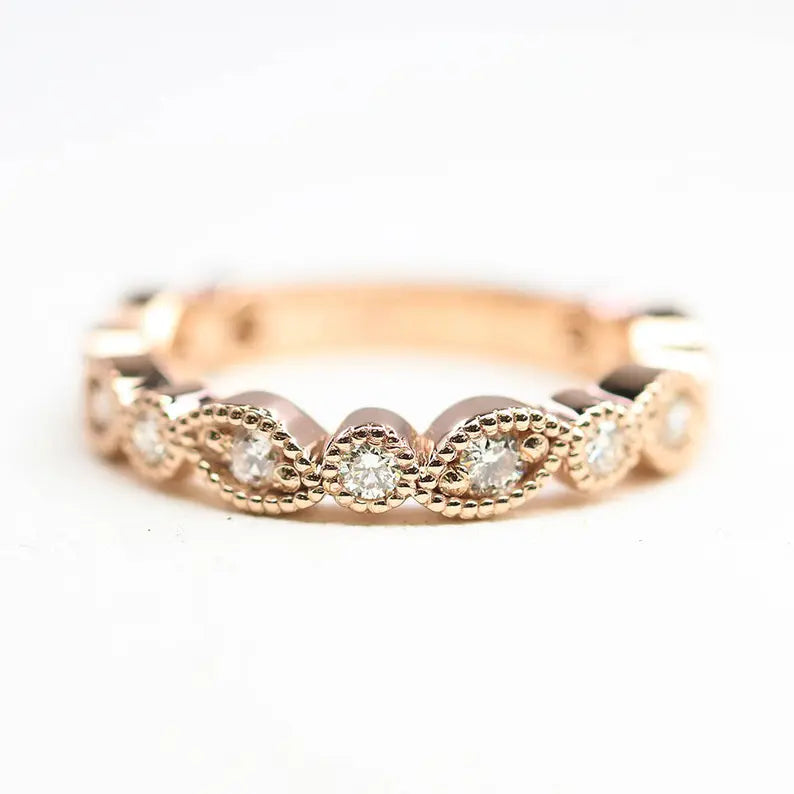 14K 0.40CT DIAMOND ART DECO BAND