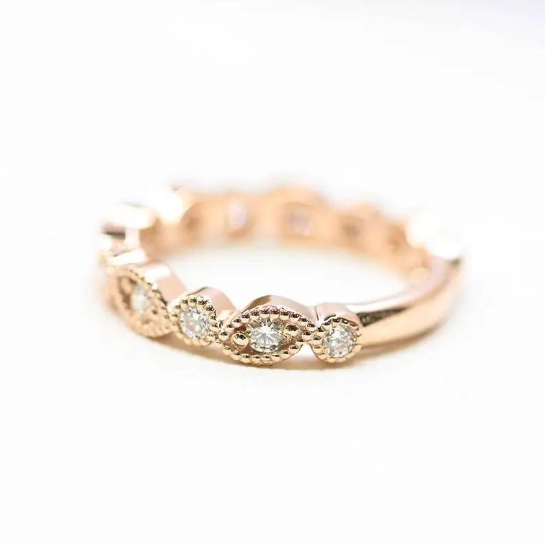 14K 0.40CT DIAMOND ART DECO BAND