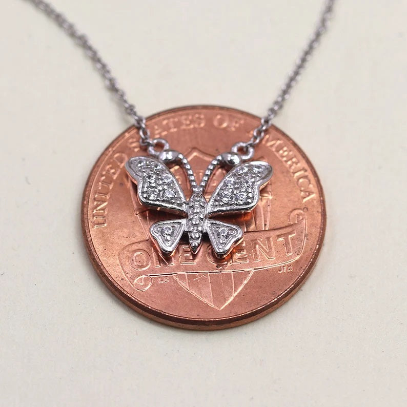 14K 0.12CT DIAMOND BUTTERFLY NECKLACE