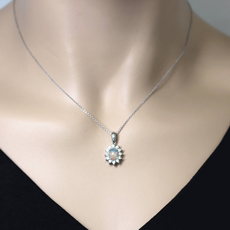 14K OPAL DIAMOND SUNFLOWER NECKLACE