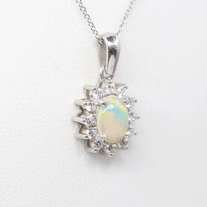 14K OPAL DIAMOND SUNFLOWER NECKLACE