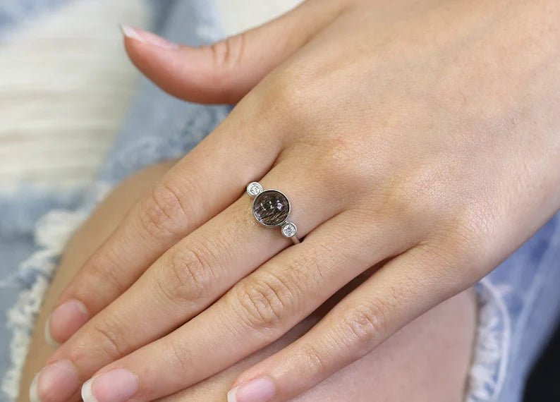 14K RUTILATED QUARTZ BEZEL RING