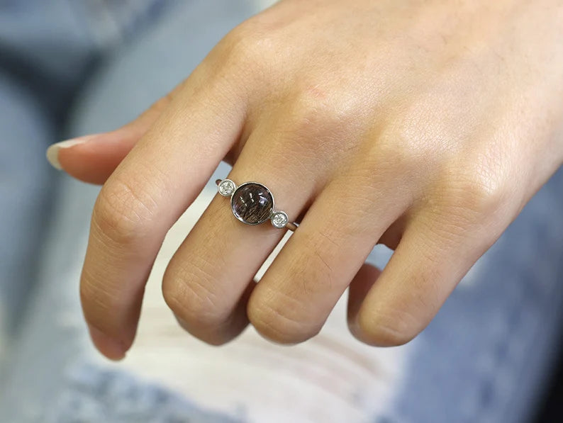 14K RUTILATED QUARTZ BEZEL RING