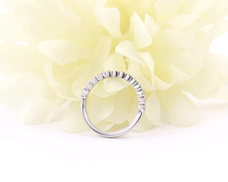 14K 0.25CT DIAMOND BEZEL MILGRAIN HALF ETERNITY BAND