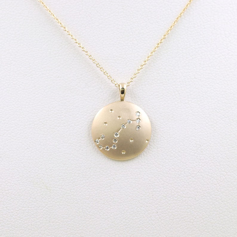 14K DIAMOND SCORPIO ZODIAC SIGN MATT FINISHED NECKLACE