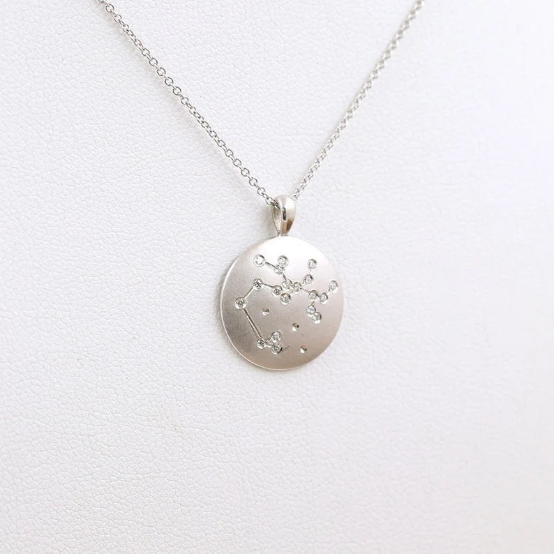14K DIAMOND SAGITTARIUS ZODIAC SIGN MATT FINISHED NECKLACE