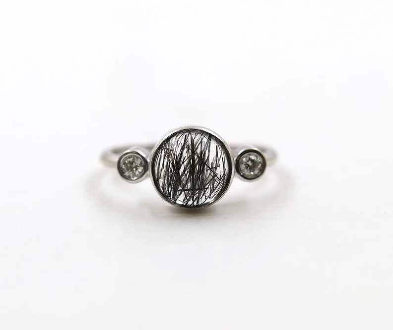 14K RUTILATED QUARTZ BEZEL RING