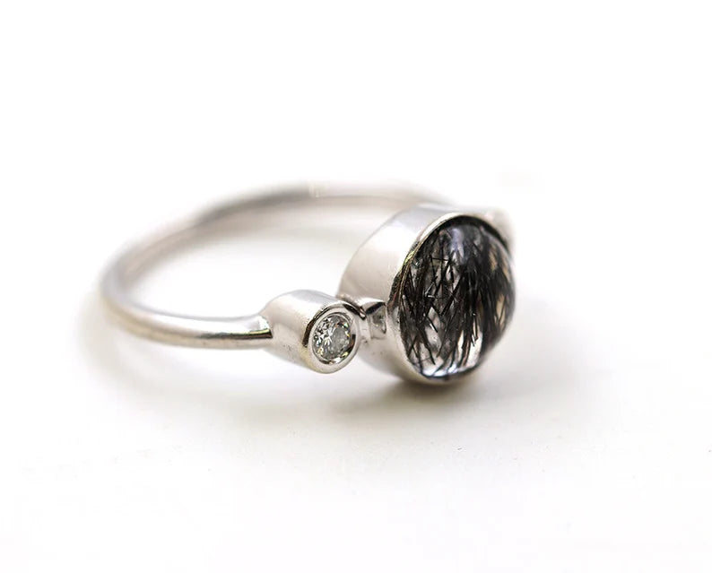 14K RUTILATED QUARTZ BEZEL RING