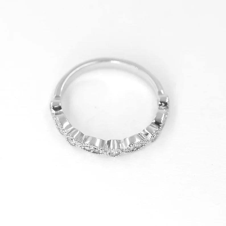 14K 0.30CT DIAMOND ART DECO BAND
