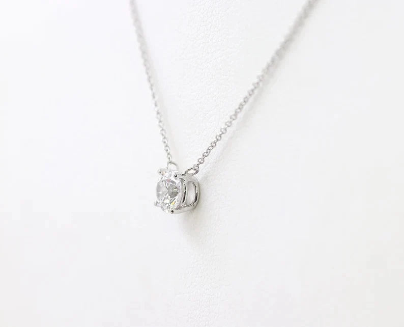 14K 1CT SWAROVSKI CZ SOLITAIRE NECKLACE