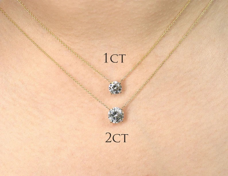 14K 1CT SWAROVSKI CZ SOLITAIRE NECKLACE