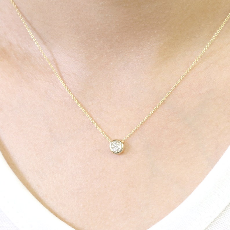 14K 0.15CT DIAMOND BEZEL NECKLACE