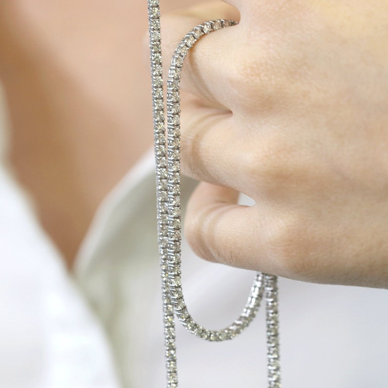 14K WHITE GOLD 5.3CT DIAMOND FULL ETERNITY TENNIS NECKLACE