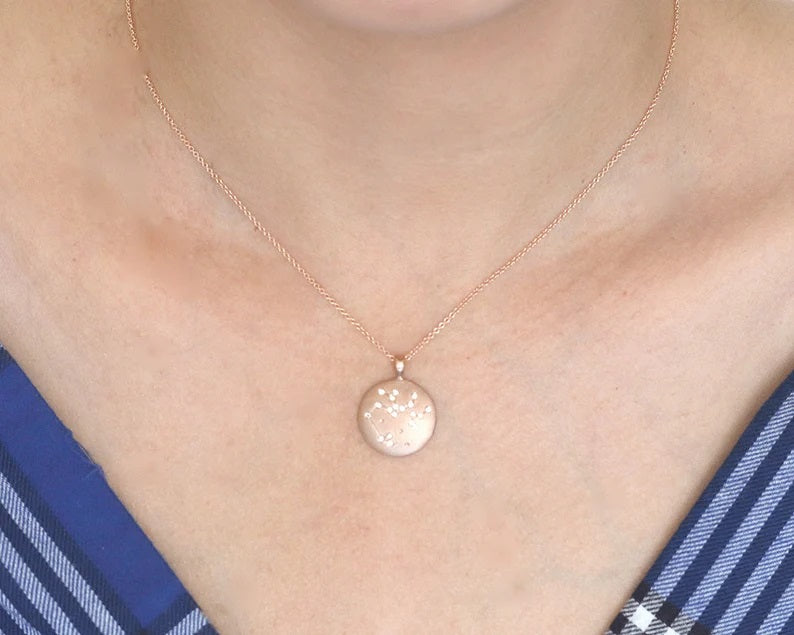 14K DIAMOND SAGITTARIUS ZODIAC SIGN MATT FINISHED NECKLACE