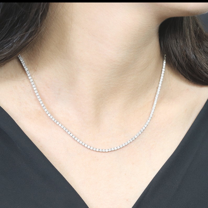 14K WHITE GOLD 5.3CT DIAMOND FULL ETERNITY TENNIS NECKLACE