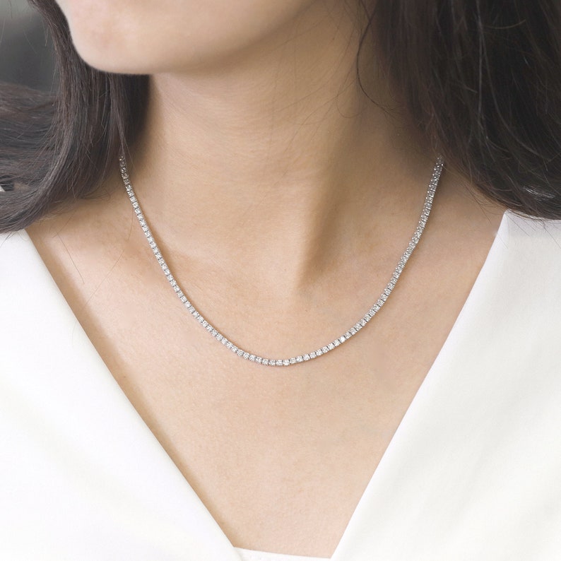 14K WHITE GOLD 5.3CT DIAMOND FULL ETERNITY TENNIS NECKLACE