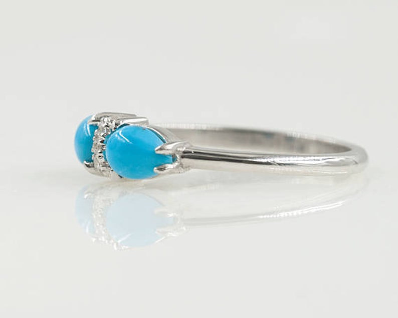 14K PEAR TURQUOISE DIAMOND RING