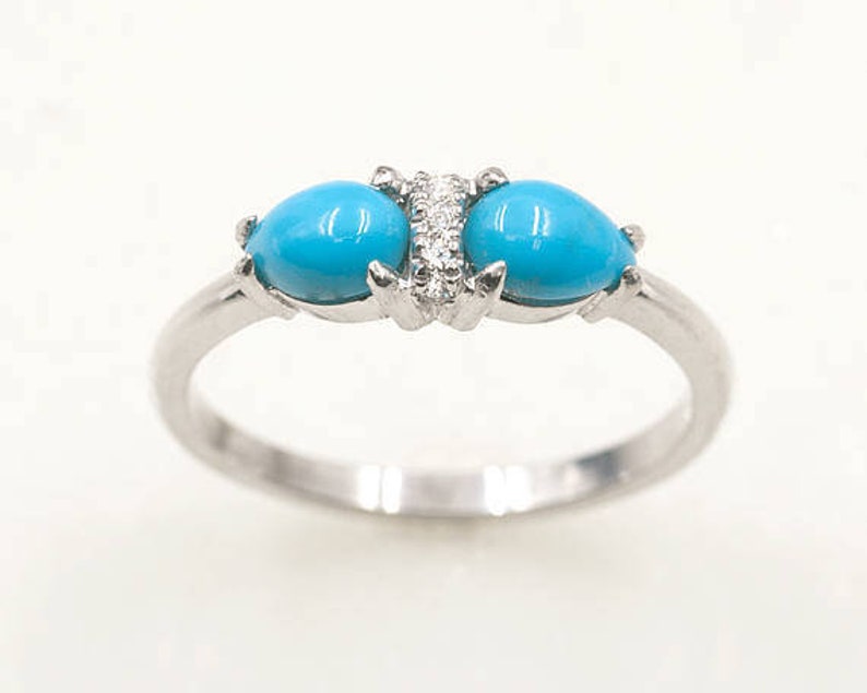 14K PEAR TURQUOISE DIAMOND RING