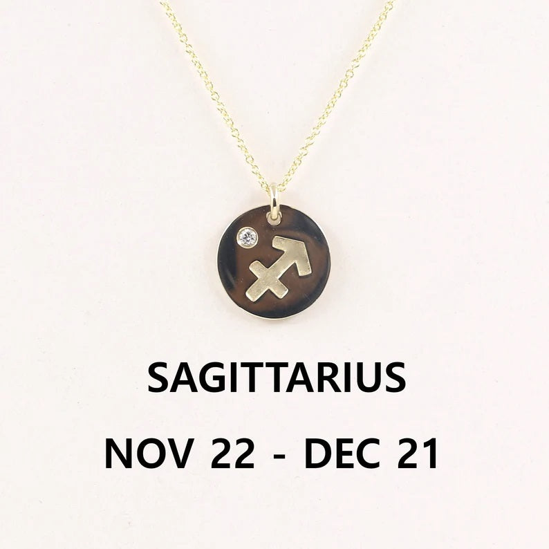 14K 1 DIAMOND SAGITTARIUS ZODIAC SIGN NECKLACE