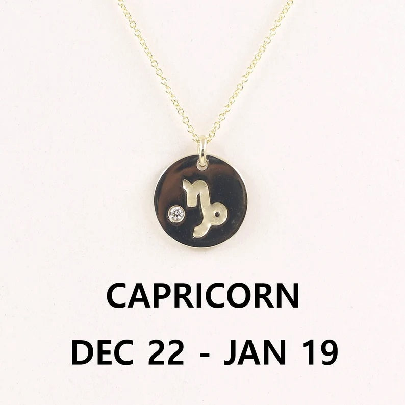14K 1 DIAMOND CAPRICORN ZODIAC SIGN NECKLACE