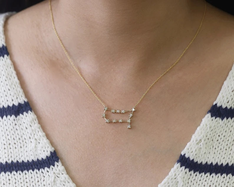 14K DIAMOND GEMINI ZODIAC SIGN NECKLACE