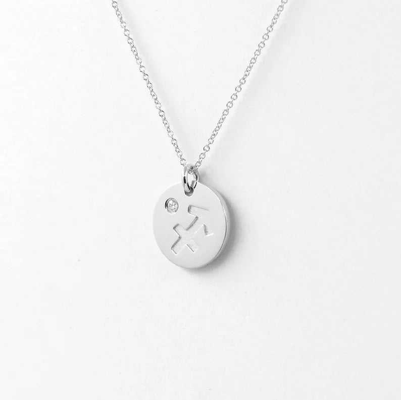14K 1 DIAMOND SAGITTARIUS ZODIAC SIGN NECKLACE