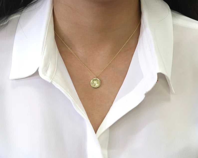14K 1 DIAMOND CAPRICORN ZODIAC SIGN NECKLACE